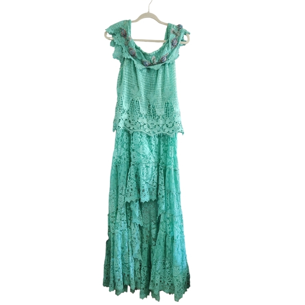 Boston Proper Mint Green Lace Beaded Dress